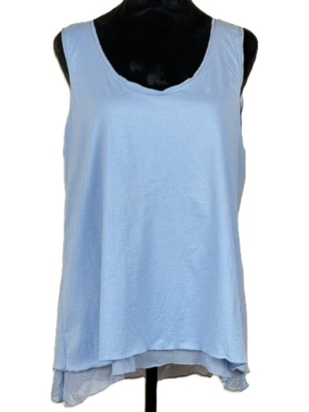6 by six layered tank top large coastal blue silk cotton floaty airy layers